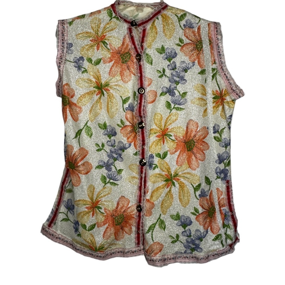Vintage Metallic Floral Top‎